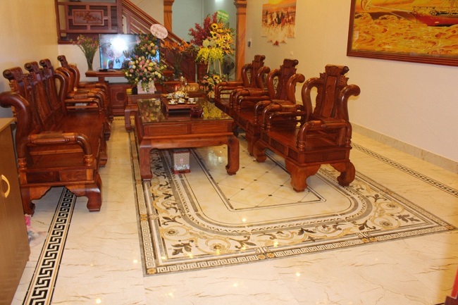 Sử dụng mẫu gạch vô cực, họa tiết viền bắt mắt cho không gian phòng khách hiện đại Sử dụng mẫu gạch vô cực, họa tiết viền bắt mắt cho không gian phòng khách hiện đại