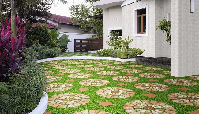 Lát sân trước nhà bằng mẫu gạch Đồng Tâm 40x40 mang phong cách tươi mới. Lát sân trước nhà bằng mẫu gạch Đồng Tâm 40x40 mang phong cách tươi mới.